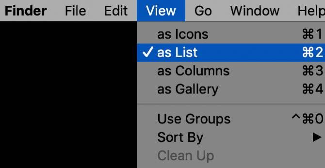 选择macOS Finder的列表查看