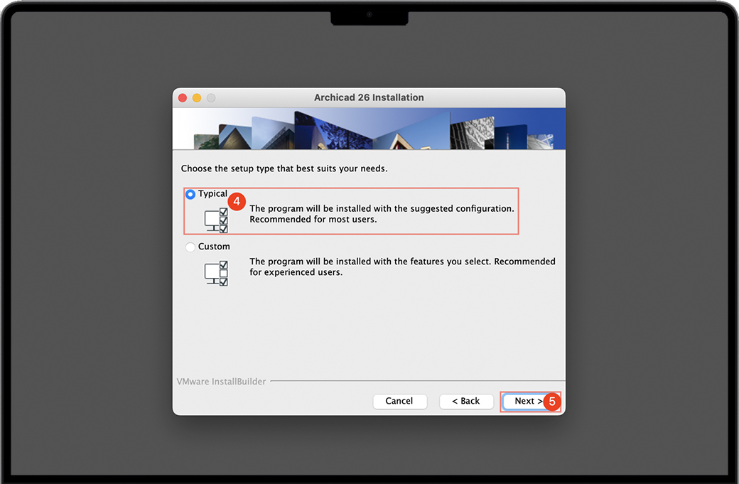 选择Typical进行安装Archicad