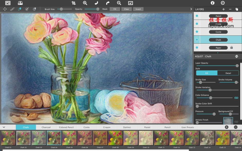 JixiPix Pastello Pro for Mac 1.1.7 好用的图片转换铅笔画软件 破解版下载
