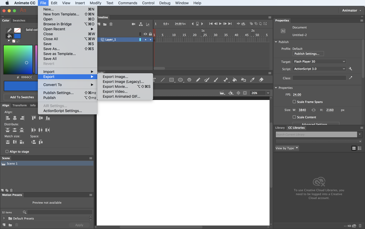 Adobe Animate CC 2019 for Mac 19.0  (（原Flash Professional）)破解版下载
