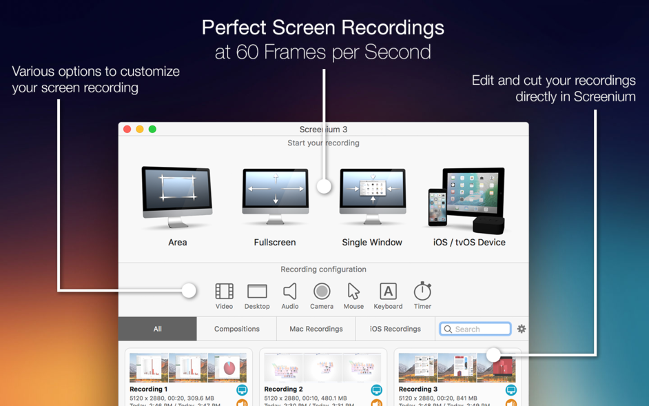Screenium 3 for Mac 3.2.3 屏幕录制软件 屏幕录像 中文破解版下载