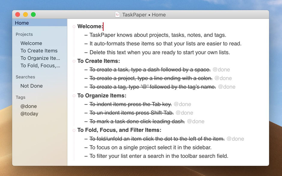 TaskPaper for Mac 3.8.4 纯文本待办事项列表 破解版下载