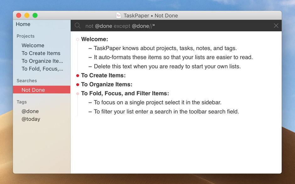 TaskPaper for Mac 3.8.4 纯文本待办事项列表 破解版下载