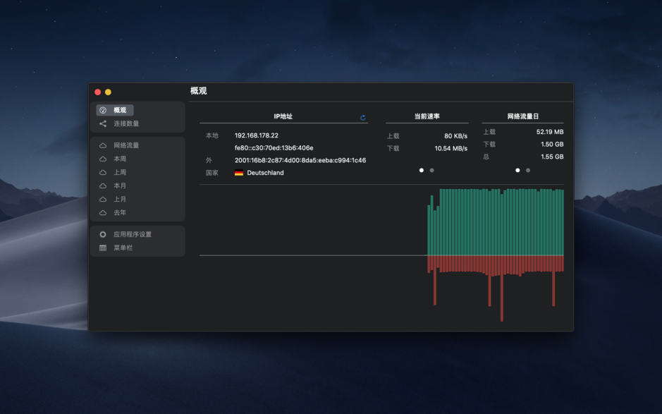 NetWorker for Mac 5.3.0 显示网络和网速信息 中文破解版下载