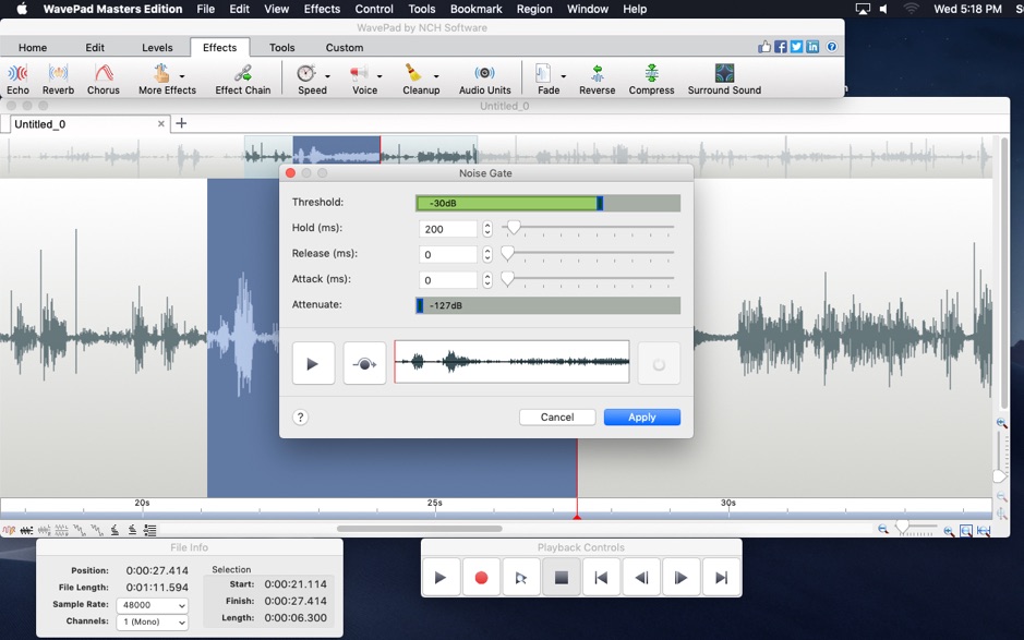 NCH WavePad Mater for Mac v9.29 音频和音乐编辑器 破解版下载