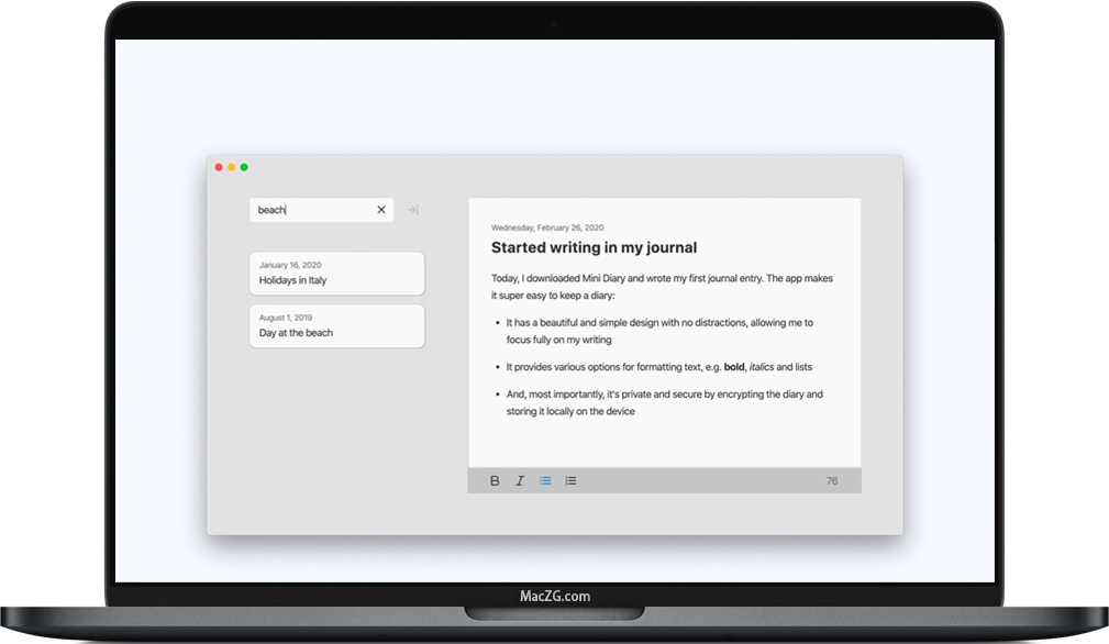 Mini Diary for Mac 苹果电脑小巧日历软件 免费开源下载