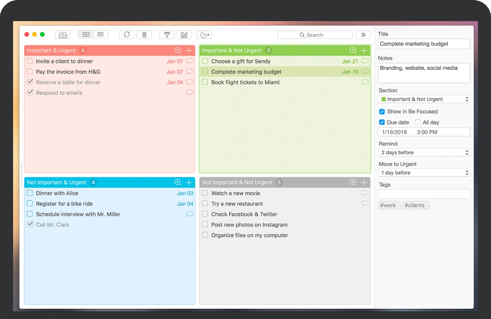 Focus Matrix for Mac 苹果电脑智能任务管理器 破解版下载